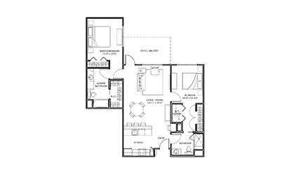 Texas Paintbrush - 2 bedroom floorplan layout with 2 bath and 1079 square feet